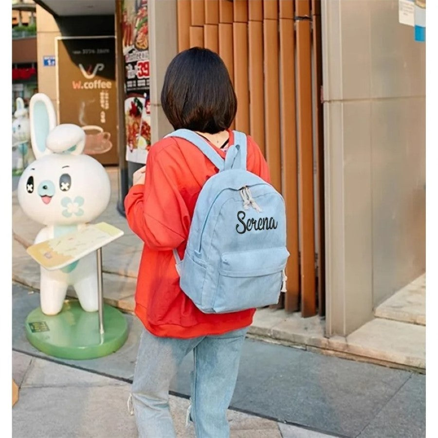 Custom Embroidered Name Corduroy School Backpack