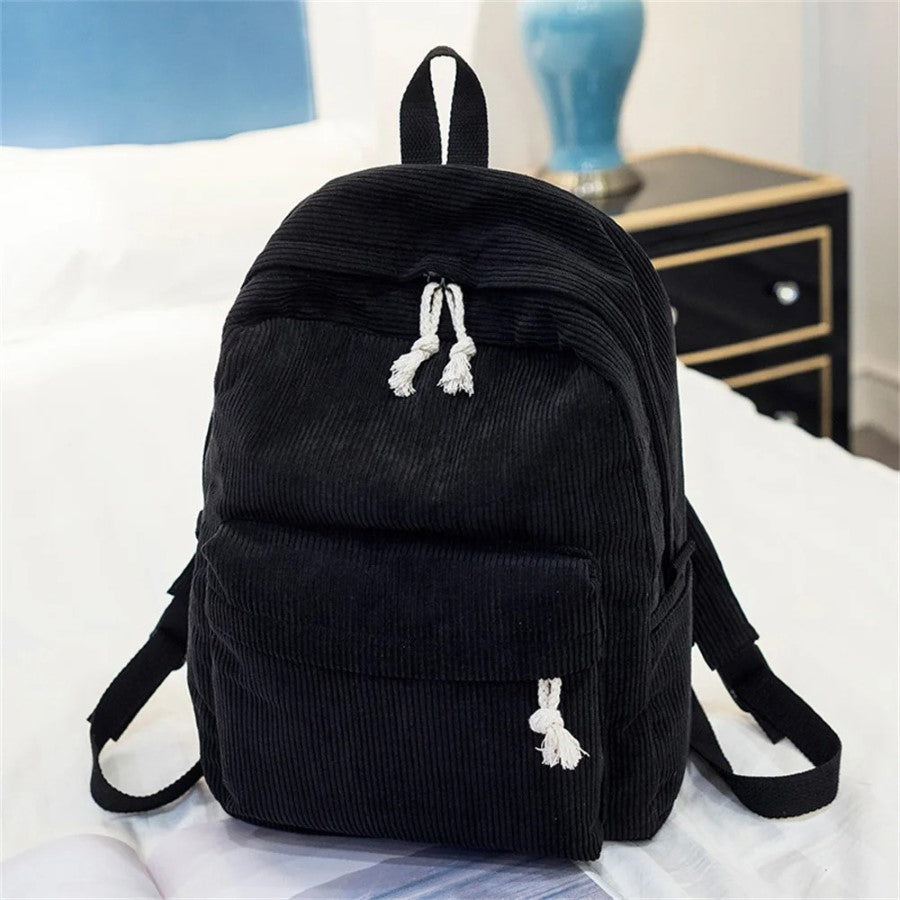 Custom Embroidered Name Corduroy School Backpack