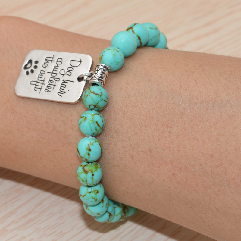 Turquoise bead "Dog hair completes the outfit" Bracelet